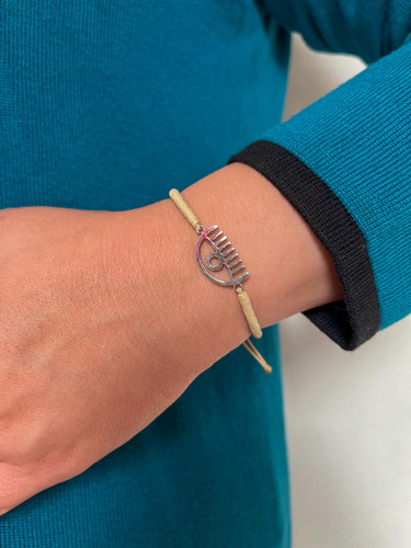 دستبند نخی پلاک استیل