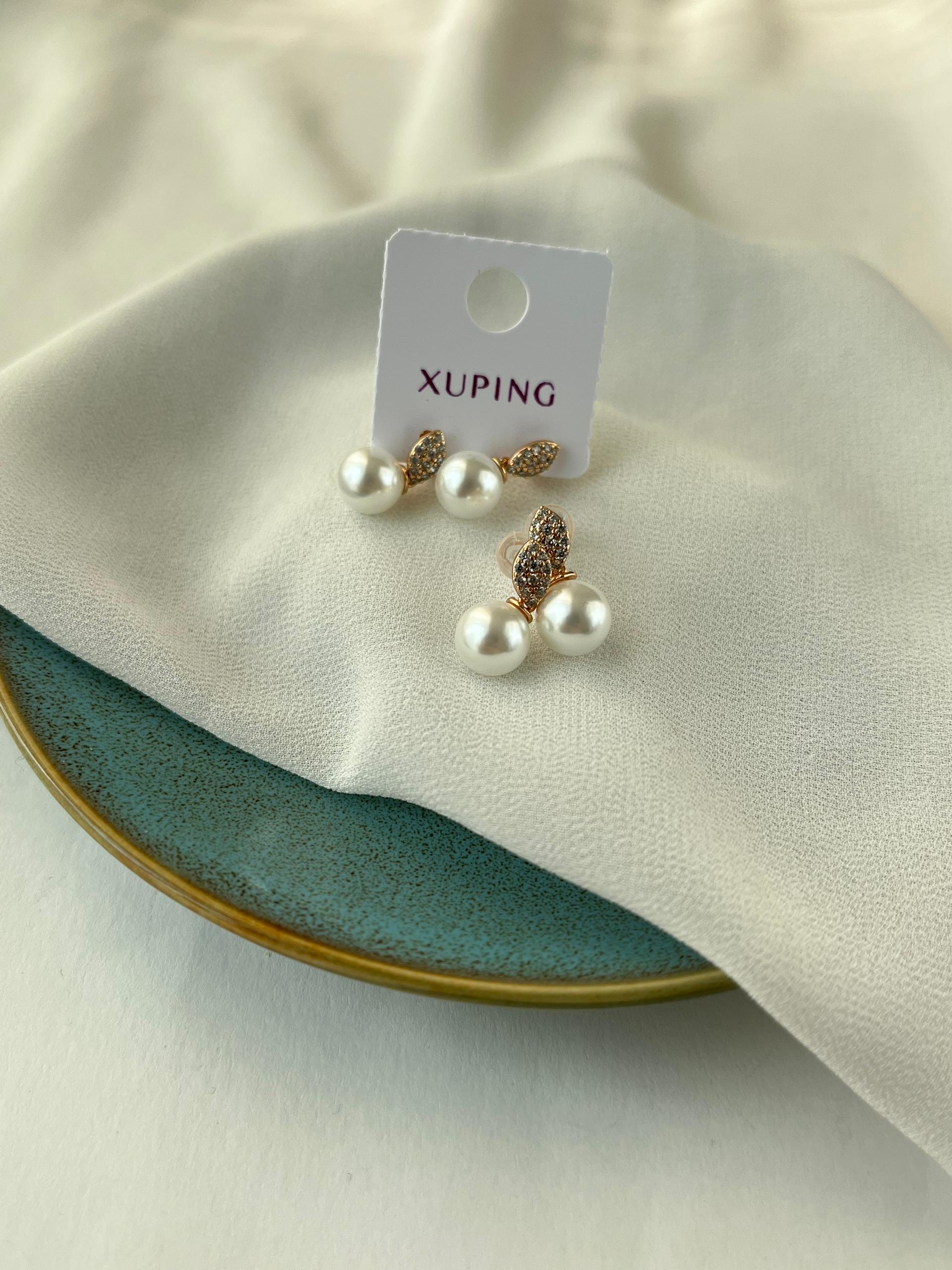 گوشواره ی میخی مرواریدی جواهری ژوپینگ