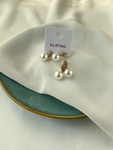 گوشواره ی میخی مرواریدی جواهری ژوپینگ