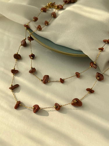 گردنبند رولباسی سنگ طبیعی دلربا استیل