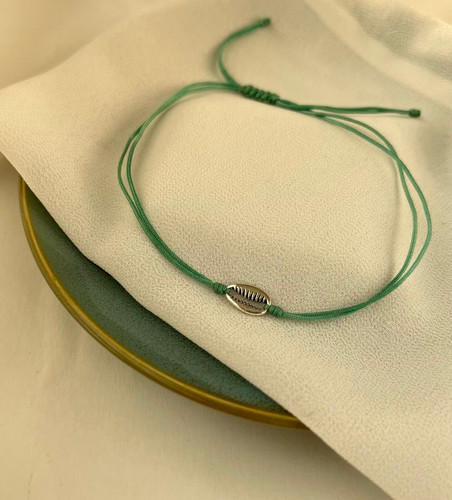 پابند نخی زنانه طرح صدف کائوری نقره ۹۲۵ تایلندی