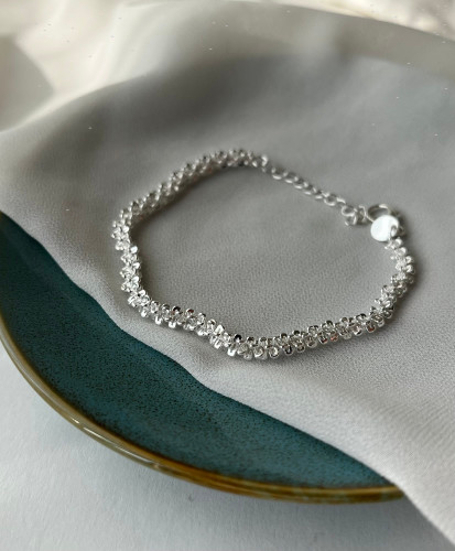 دستبند زنانه طرح خاویاری ۴میل آبکاری نقره درجه یک