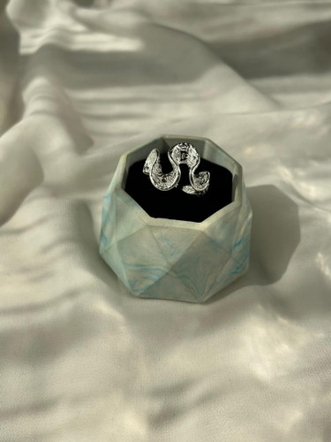 انگشتر آبکاری نقره زنانه مدل پیچک