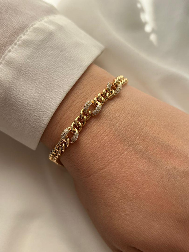 دستبند زنانه مدل کارتیه نگین دار از برند ژوپینگ