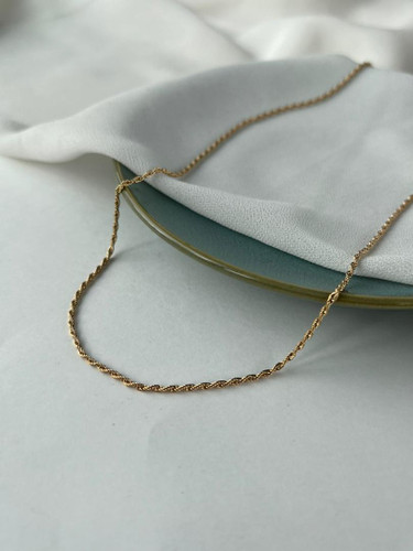 زنجیر تک آبکاری طلا زنانه مدل طنابی از برند ژوپینگ