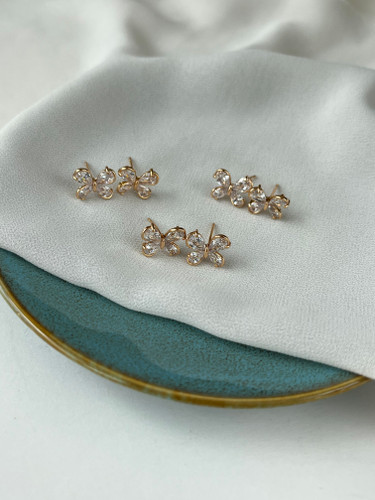 گوشواره جواهری زنانه مدل پروانه ژوپینگ