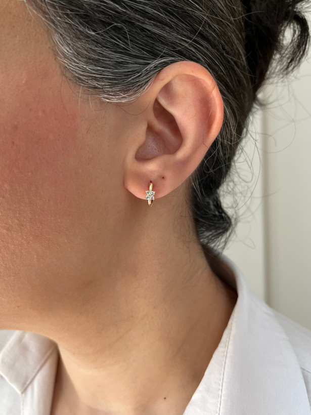 گوشواره حلقه ای کوچک گل جواهری ژوپینگ